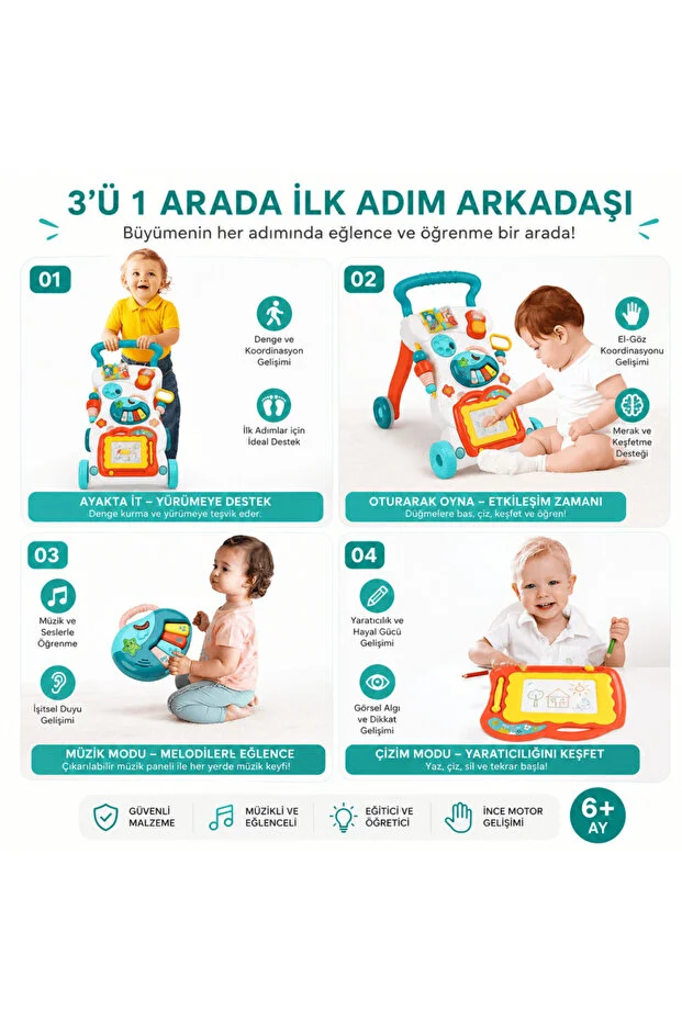 Aktiviteli İlk Adım Arabası - Yürüme Yardımcısı